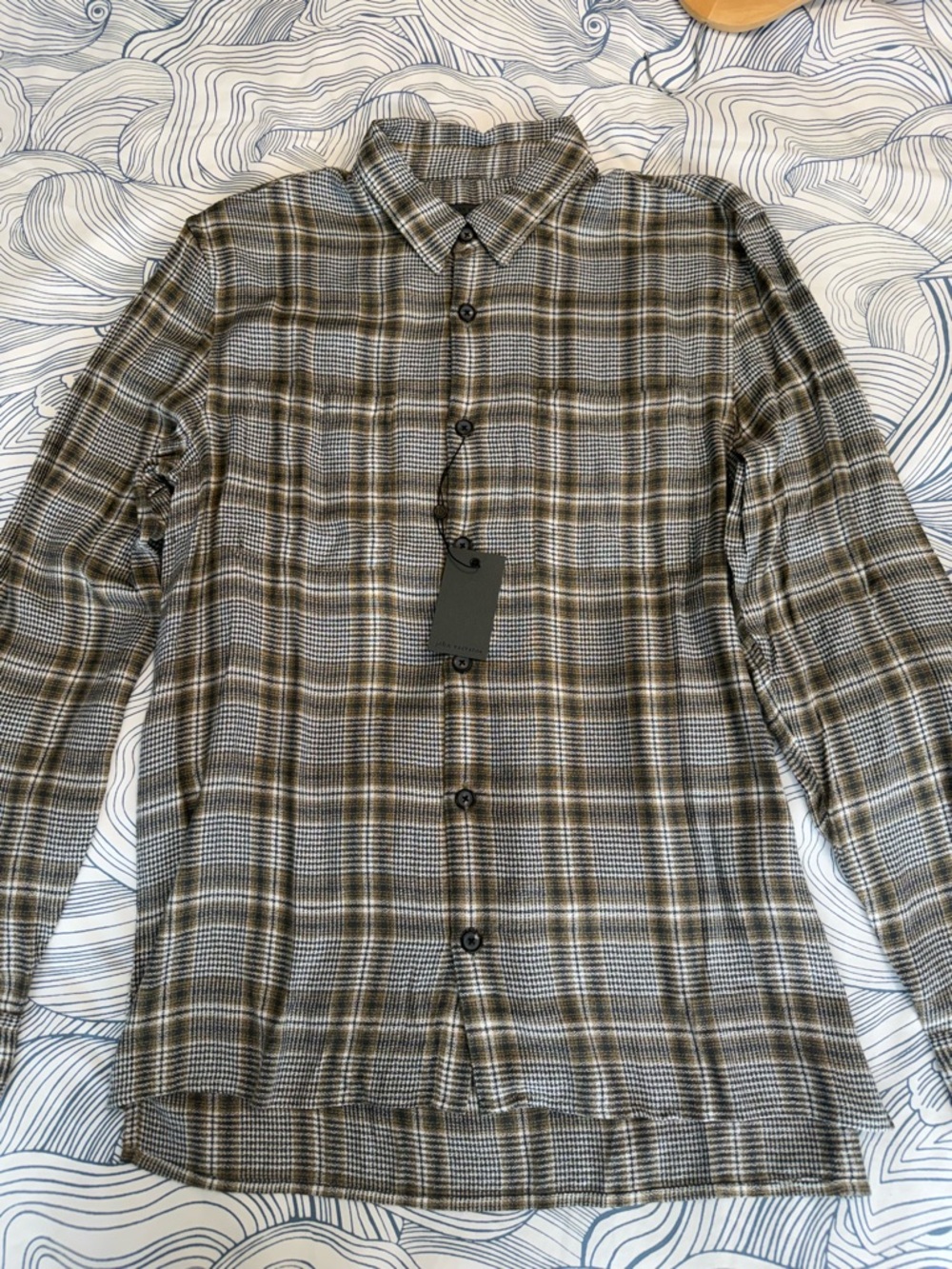 Men's John Varvatos Cole Yarn-Dye Sport Shirt - Olive/Gray